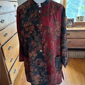 Floral Women's Jacket - Red and Black